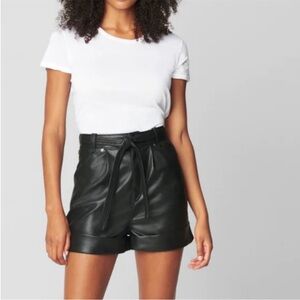 BLANKNYC FAUX LEATHER VEGAN CUFF BELTED BLACK SHORTS 28